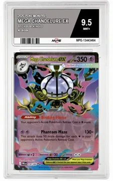 2026 POKEMON PBL PITCH BLACK-HOLO #038/084 MEGA CHANDELURE EX MPE 9.5 MINT+ — graded card up for auction