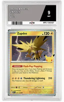 2026 POKEMON 30C EN HOLO #055/128 ZAPDOS MPE 9 MINT — graded card up for auction