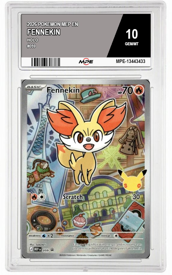 2026 POKEMON MEP EN HOLO #059 FENNEKIN MPE 10 GEM/MT — graded card auctioned from the MPE vault