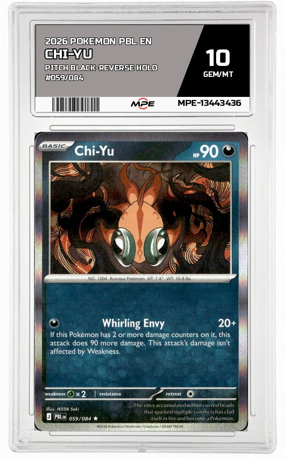 2026 POKEMON PBL EN PITCH BLACK-REV HOLO #059/084 CHI-YU MPE 10 GEM/MT — graded card auctioned from the MPE vault