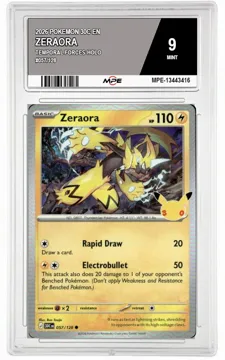 2026 POKEMON 30C EN TEMPORAL FORCES-HOLO #057/128 ZERAORA MPE 9 MINT — graded card up for auction