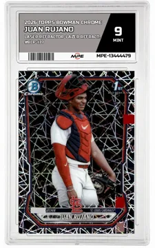 2026 TOPPS BOWMAN CHROME LASER REFRACTOR-LAZER REFRACTOR #BCP-177 JUAN RUJANO MPE 9 MINT — graded card up for auction