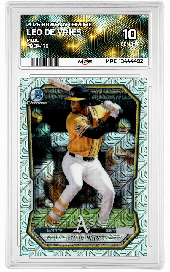 2026 BOWMAN CHROME MOJO #BCP-170 LEO DE VRIES MPE 10 GEM/MT — graded card auctioned from the MPE vault
