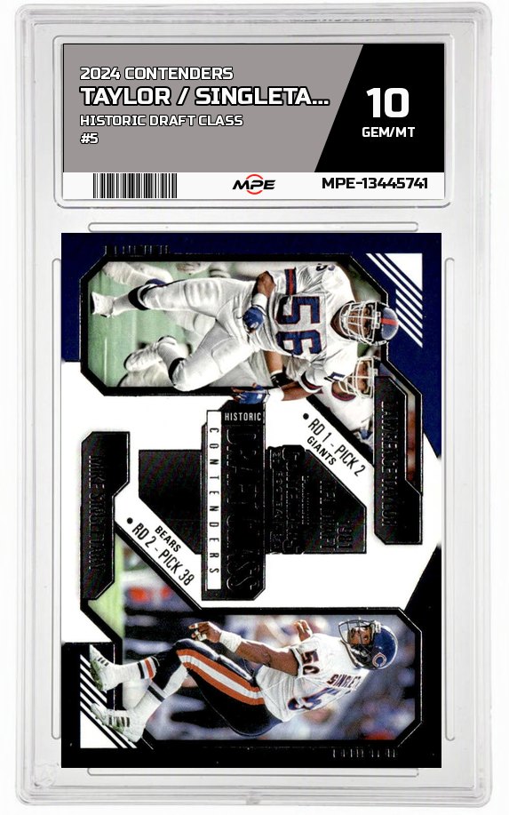 2024 CONTENDERS HISTORIC DRAFT CLASS #5 TAYLOR / SINGLETARY MPE 10 GEM/MT — graded card auctioned from the MPE vault