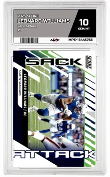 2025 SCORE SACK ATTACK #11 LEONARD WILLIAMS MPE 10 GEM/MT — graded card up for auction
