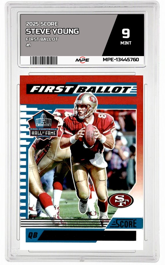 2025 SCORE FIRST BALLOT #1 STEVE YOUNG MPE 9 MINT — graded card auctioned from the MPE vault