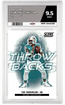 2025 SCORE THROWBACKS #22 TUA TAGOVAILOA MPE 9.5 MINT+ — graded card up for auction