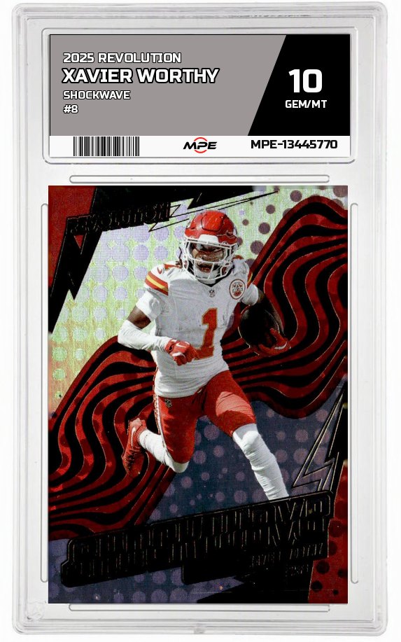2025 REVOLUTION SHOCKWAVE #8 XAVIER WORTHY MPE 10 GEM/MT — graded card auctioned from the MPE vault