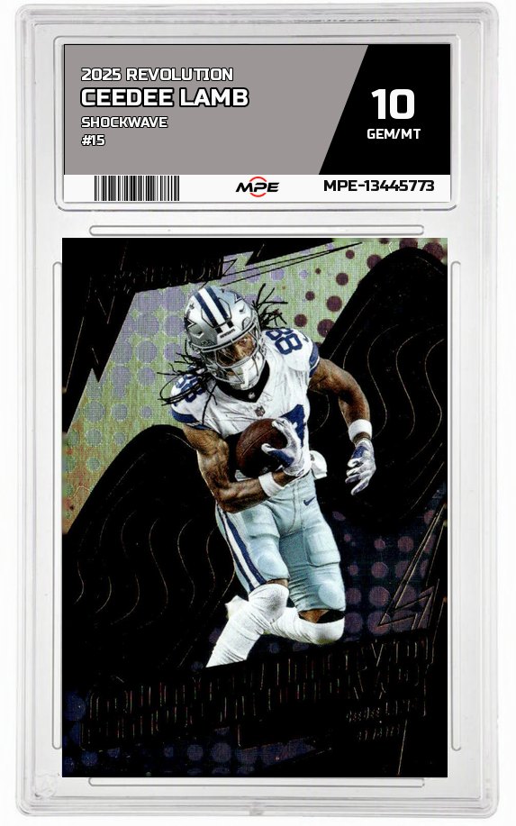 2025 REVOLUTION SHOCKWAVE #15 CEEDEE LAMB MPE 10 GEM/MT — graded card auctioned from the MPE vault