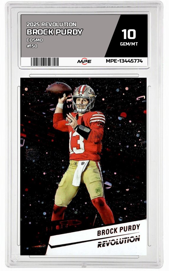 2025 REVOLUTION COSMO #150 BROCK PURDY MPE 10 GEM/MT — graded card auctioned from the MPE vault