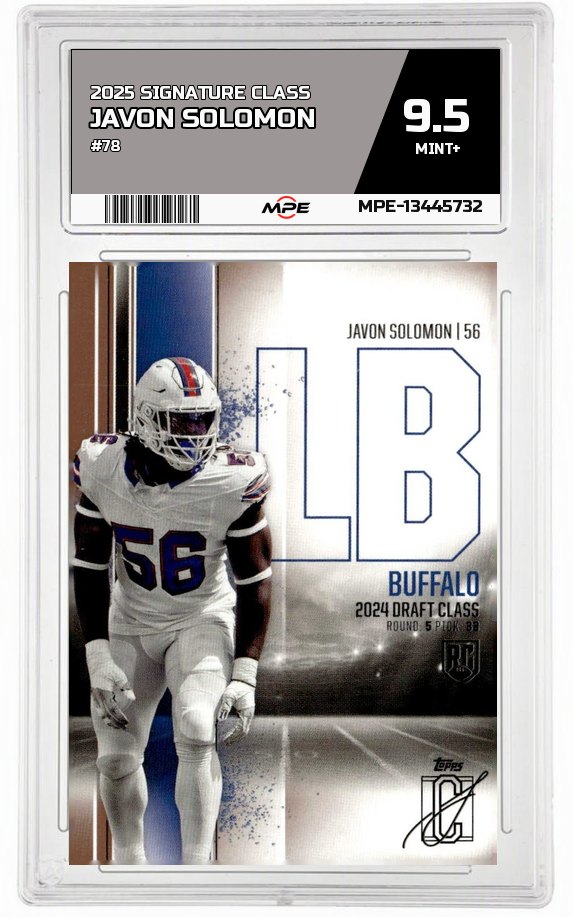 2025 SIGNATURE CLASS #78 JAVON SOLOMON MPE 9.5 MINT+ — graded card auctioned from the MPE vault