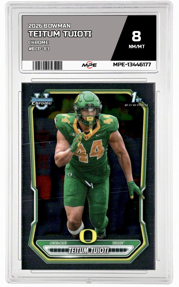 2026 BOWMAN CHROME #BCP-83 TEITUM TUIOTI MPE 8 NM/MT — graded card auctioned from the MPE vault
