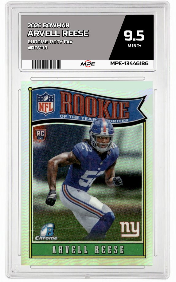 2026 BOWMAN CHROME-ROTY FAV #ROY-19 ARVELL REESE MPE 9.5 MINT+ — graded card auctioned from the MPE vault