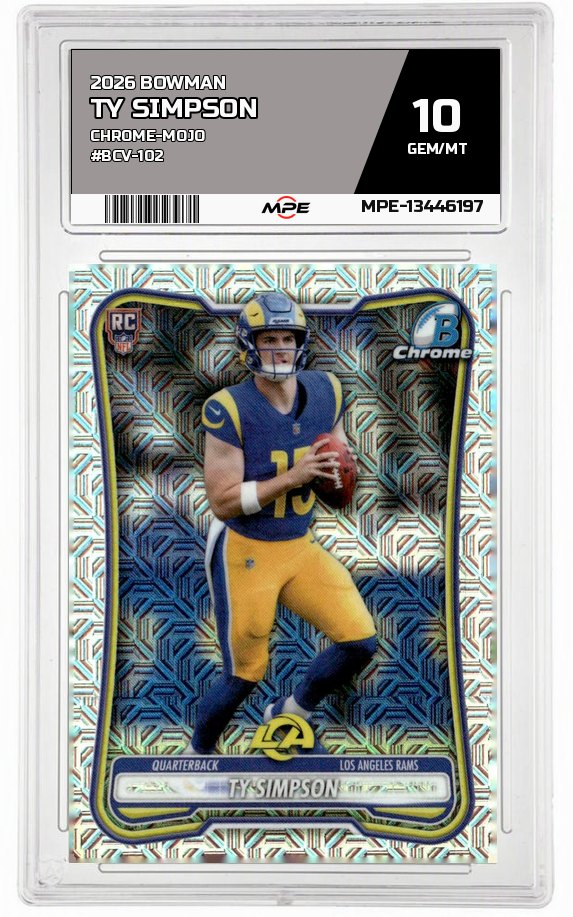 2026 BOWMAN CHROME-MOJO #BCV-102 TY SIMPSON MPE 10 GEM/MT — graded card auctioned from the MPE vault