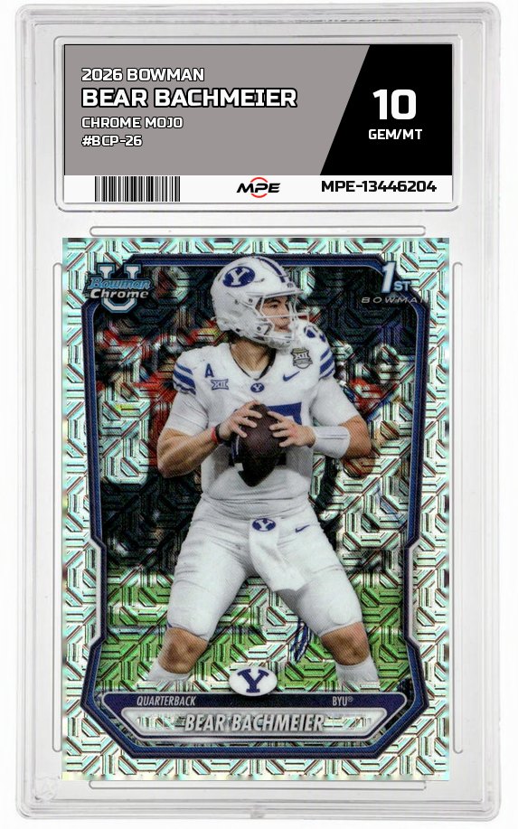 2026 BOWMAN CHROME MOJO #BCP-26 BEAR BACHMEIER MPE 10 GEM/MT — graded card auctioned from the MPE vault