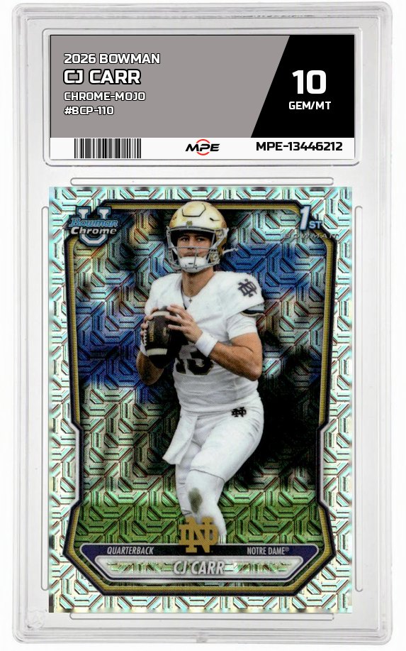 2026 BOWMAN CHROME-MOJO #BCP-110 CJ CARR MPE 10 GEM/MT — graded card auctioned from the MPE vault
