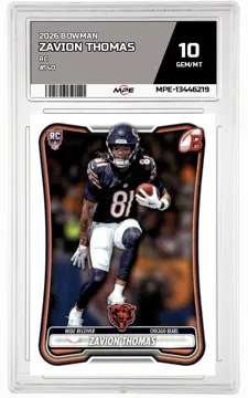 2026 BOWMAN RC #140 ZAVION THOMAS MPE 10 GEM/MT — graded card up for auction