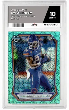 2026 BOWMAN CHROME-Aqua Mojo /199 #BCP-20 DYLAN RILEY MPE 10 GEM/MT — graded card up for auction