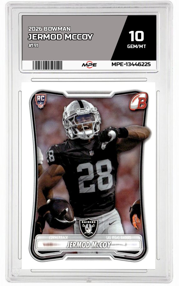 2026 BOWMAN #191 JERMOD MCCOY MPE 10 GEM/MT — graded card auctioned from the MPE vault
