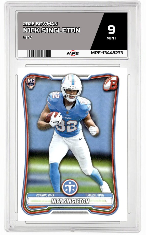 2026 BOWMAN #147 NICK SINGLETON MPE 9 MINT — graded card auctioned from the MPE vault