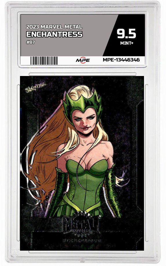 2023 MARVEL METAL #87 ENCHANTRESS MPE 9.5 MINT+ — graded card auctioned from the MPE vault