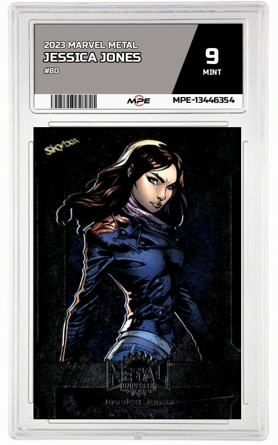 2023 MARVEL METAL #80 JESSICA JONES MPE 9 MINT — graded card auctioned from the MPE vault
