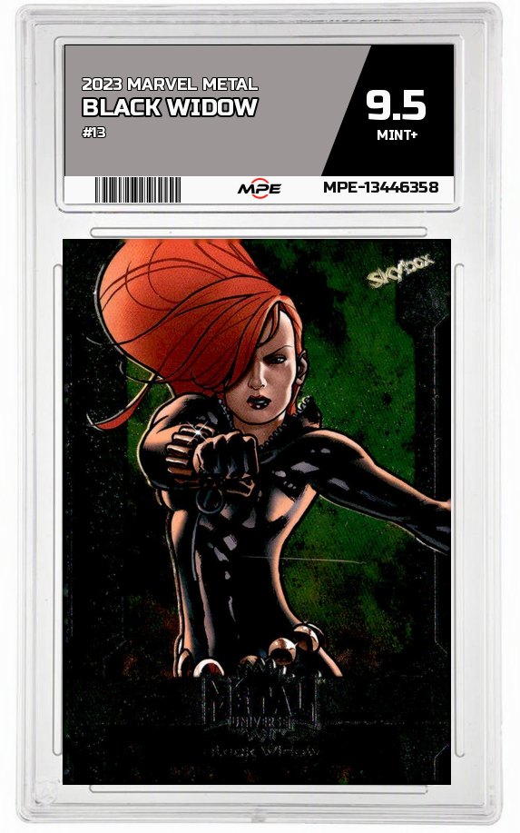 2023 MARVEL METAL #13 BLACK WIDOW MPE 9.5 MINT+ — graded card auctioned from the MPE vault