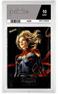 2023 MARVEL METAL #11 CAPTAIN MARVEL MPE 10 GEM/MT — graded card up for auction