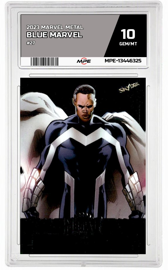 2023 MARVEL METAL #27 BLUE MARVEL MPE 10 GEM/MT — graded card auctioned from the MPE vault