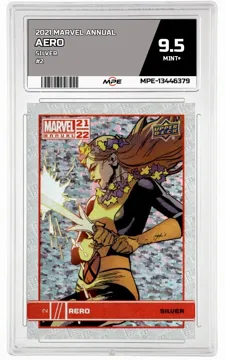 2021 MARVEL ANNUAL SILVER #2 AERO MPE 9.5 MINT+ — graded card up for auction