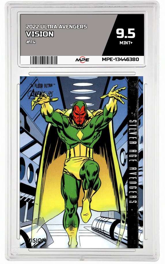 2022 ULTRA AVENGERS #114 VISION MPE 9.5 MINT+ — graded card auctioned from the MPE vault