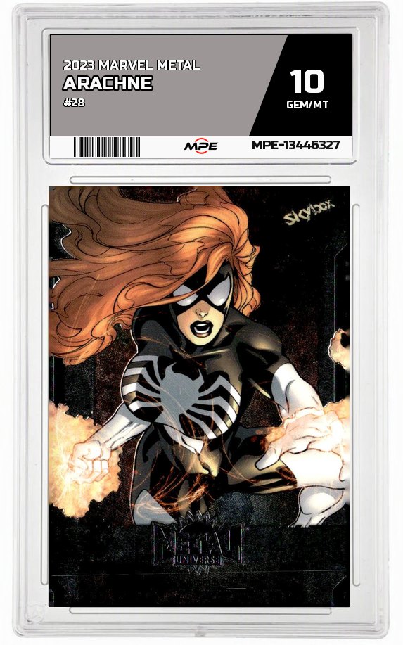 2023 MARVEL METAL #28 ARACHNE MPE 10 GEM/MT — graded card auctioned from the MPE vault