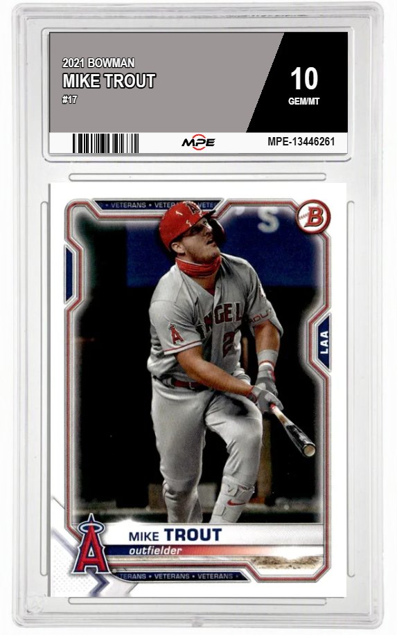 2021 BOWMAN #17 MIKE TROUT MPE 10 GEM/MT — graded card auctioned from the MPE vault