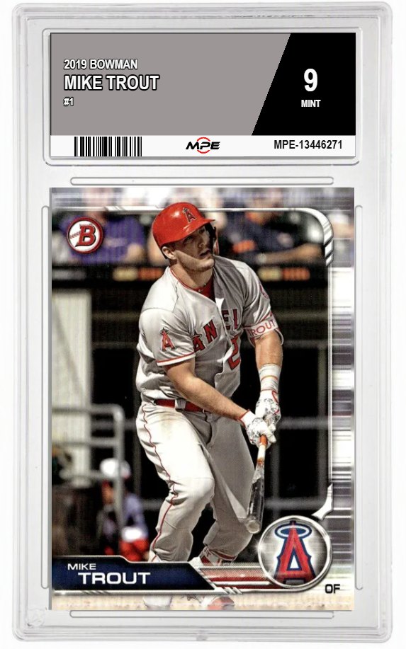 2019 BOWMAN #1 MIKE TROUT MPE 9 MINT — graded card auctioned from the MPE vault