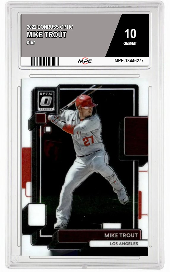 2022 DONRUSS OPTIC #157 MIKE TROUT MPE 10 GEM/MT — graded card auctioned from the MPE vault