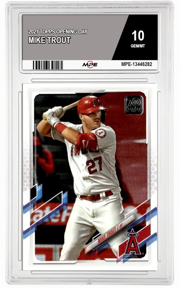 2021 TOPPS OPENING DAY MIKE TROUT MPE 10 GEM/MT — graded card auctioned from the MPE vault