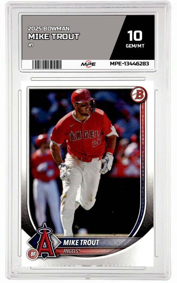 2025 BOWMAN #1 MIKE TROUT MPE 10 GEM/MT — graded card auctioned from the MPE vault
