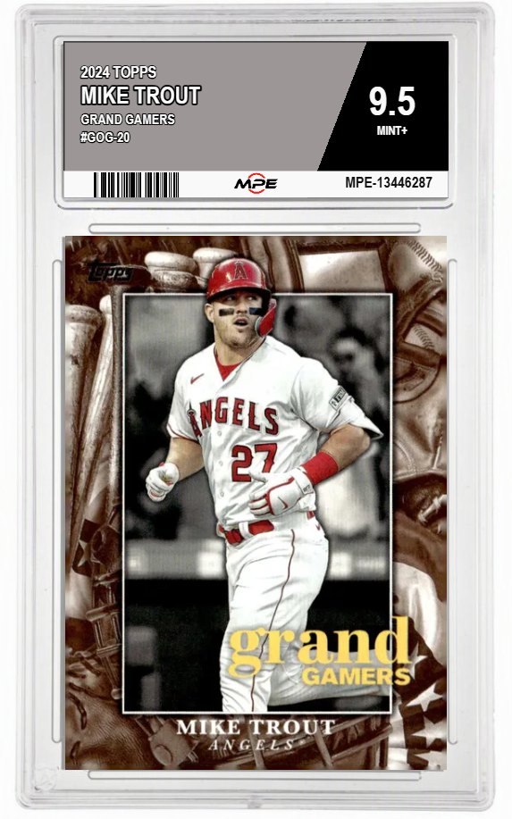 2024 TOPPS GRAND GAMERS #GOG-20 MIKE TROUT MPE 9.5 MINT+ — graded card auctioned from the MPE vault
