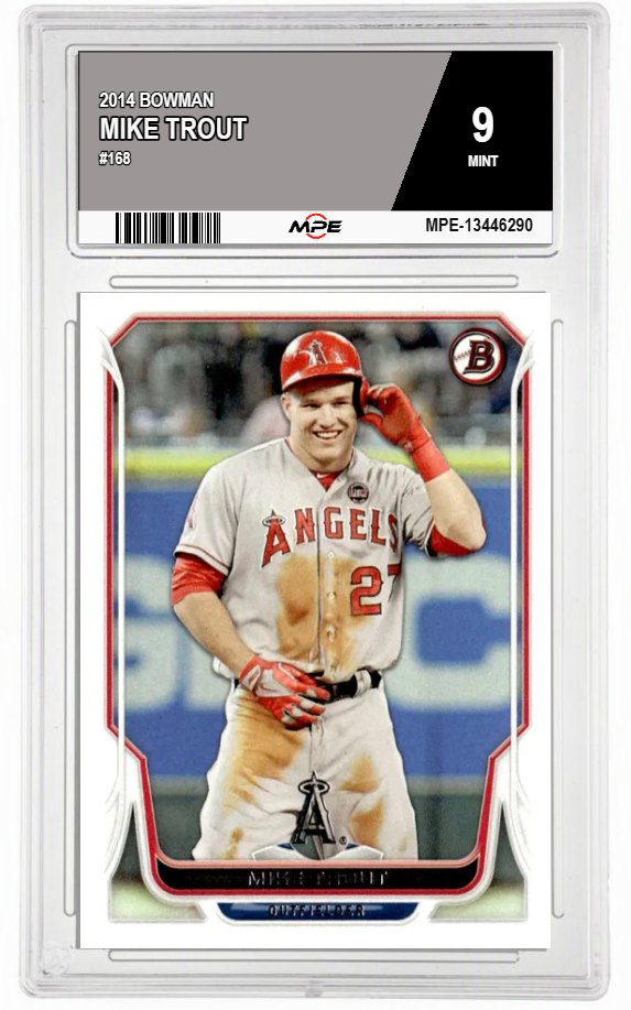 2014 BOWMAN #168 MIKE TROUT MPE 9 MINT — graded card auctioned from the MPE vault