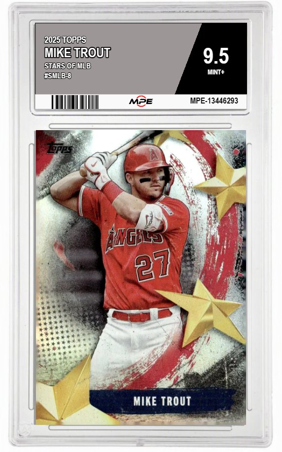 2025 TOPPS STARS OF MLB #SMLB-8 MIKE TROUT MPE 9.5 MINT+ — graded card auctioned from the MPE vault