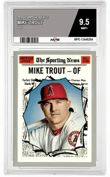 2019 TOPPS HERITAGE #357 MIKE TROUT MPE 9.5 MINT+ — graded card up for auction