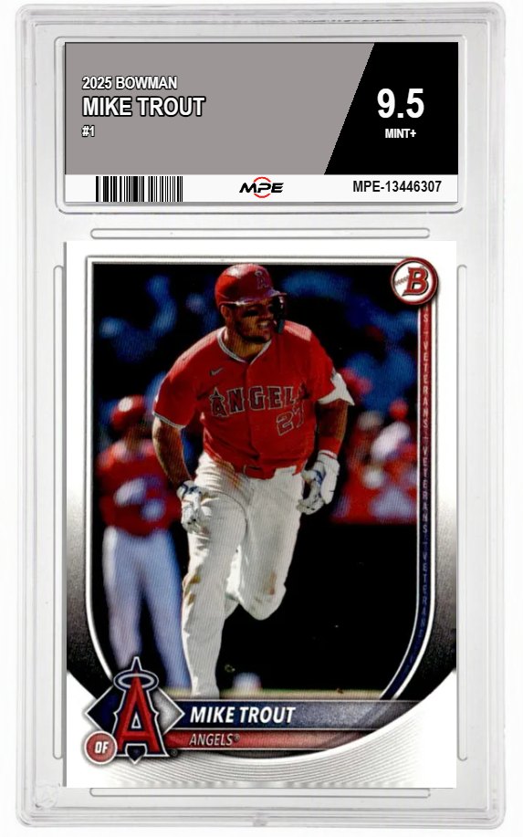 2025 BOWMAN #1 MIKE TROUT MPE 9.5 MINT+ — graded card auctioned from the MPE vault