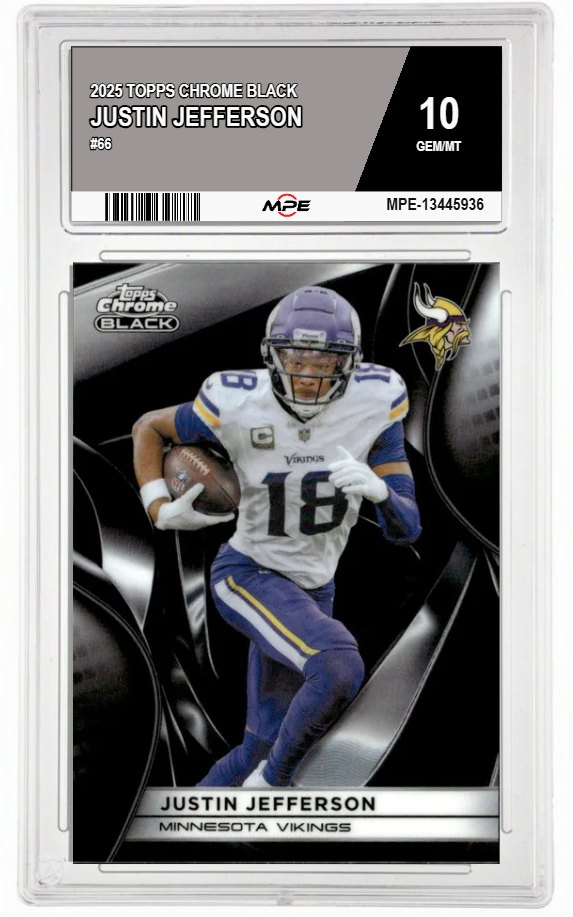 2025 TOPPS CHROME BLACK #66 JUSTIN JEFFERSON MPE 10 GEM/MT — graded card auctioned from the MPE vault