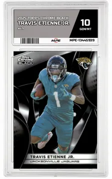 2025 TOPPS CHROME BLACK #49 TRAVIS ETIENNE JR. MPE 10 GEM/MT — graded card up for auction