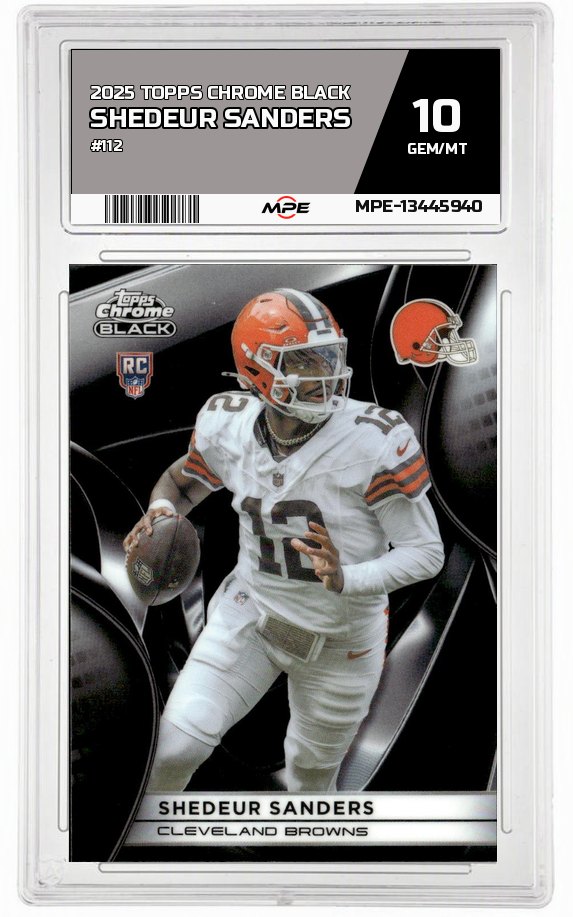 2025 TOPPS CHROME BLACK #112 SHEDEUR SANDERS MPE 10 GEM/MT — graded card auctioned from the MPE vault