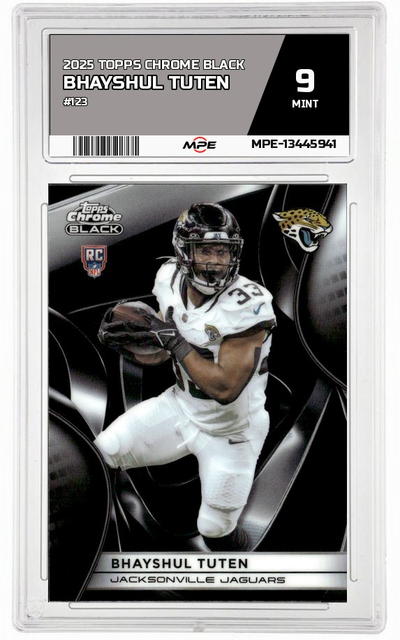 2025 TOPPS CHROME BLACK #123 BHAYSHUL TUTEN MPE 9 MINT — graded card auctioned from the MPE vault