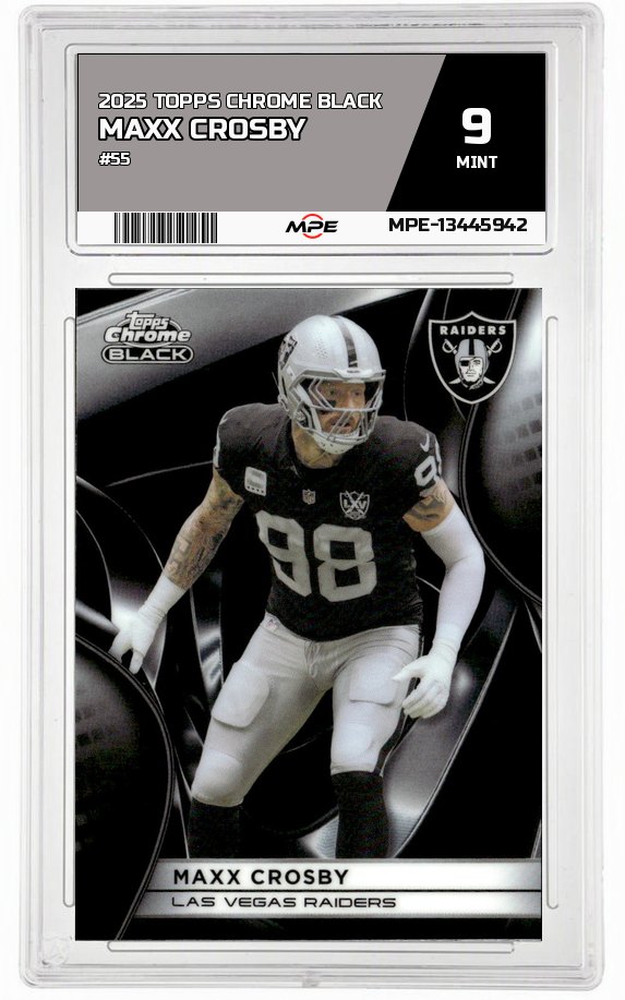 2025 TOPPS CHROME BLACK #55 MAXX CROSBY MPE 9 MINT — graded card auctioned from the MPE vault