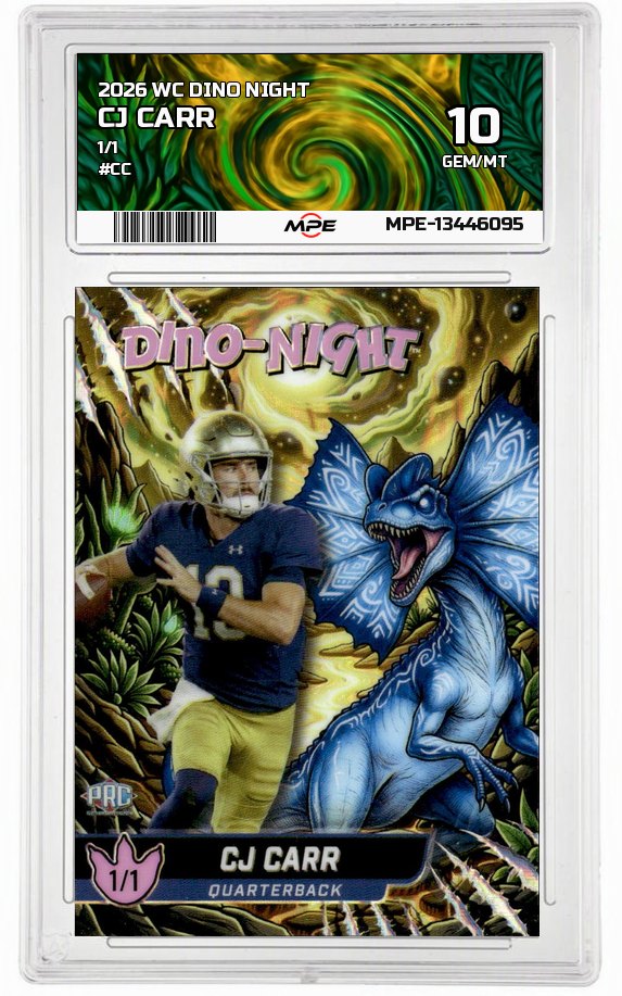 2026 WC DINO NIGHT 1/1 #CC CJ CARR MPE 10 GEM/MT — graded card auctioned from the MPE vault