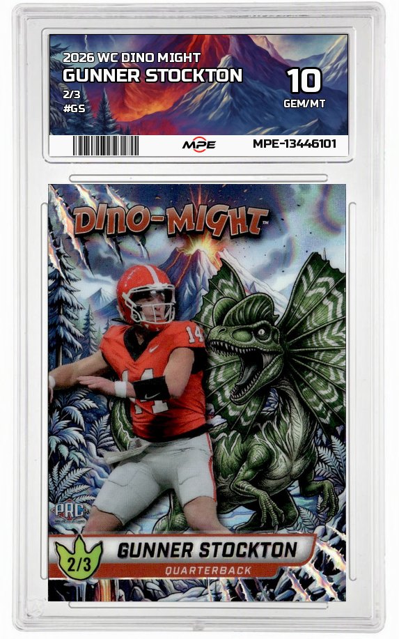 2026 WC DINO MIGHT 2/3 #GS GUNNER STOCKTON MPE 10 GEM/MT — graded card auctioned from the MPE vault