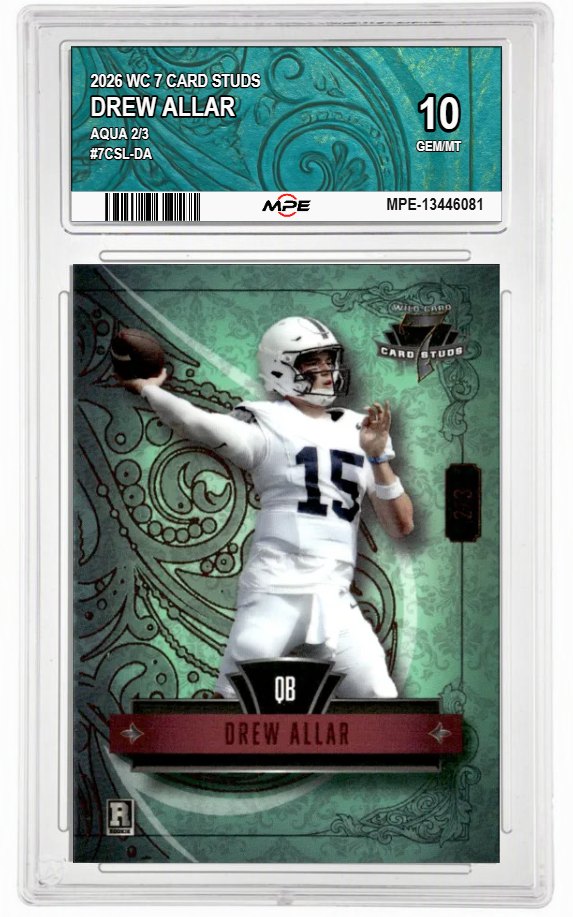 2026 WC 7 CARD STUDS AQUA 2/3 #7CSL-DA DREW ALLAR MPE 10 GEM/MT — graded card auctioned from the MPE vault
